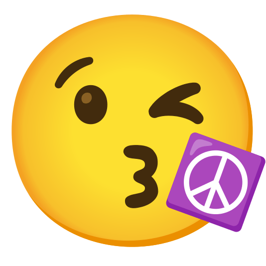 kissing heart peace symbol