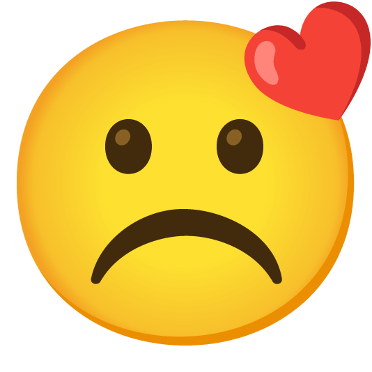 kissing heart white frowning face