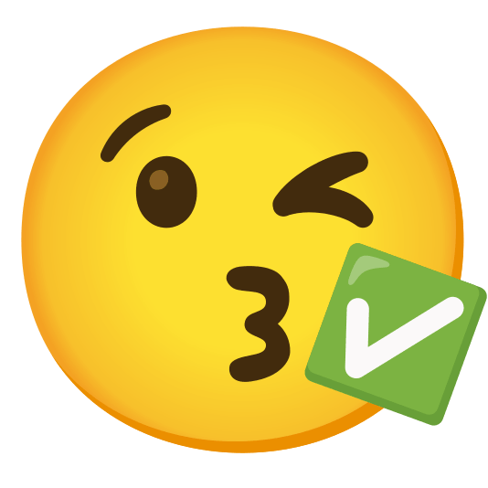 kissing heart white check mark