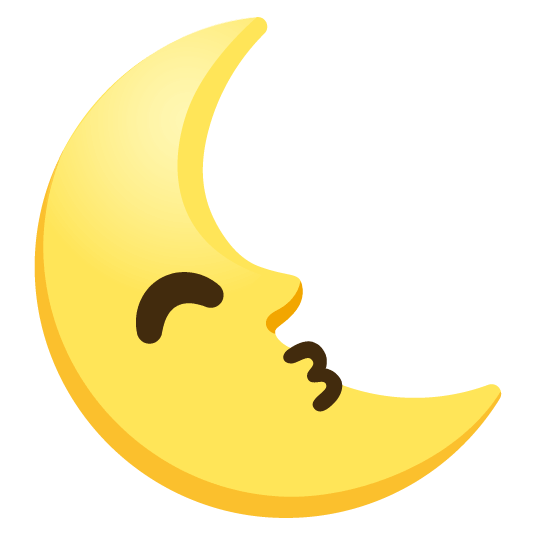 kissing smiling eyes last quarter moon with face