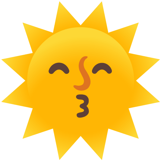 kissing smiling eyes sun with face