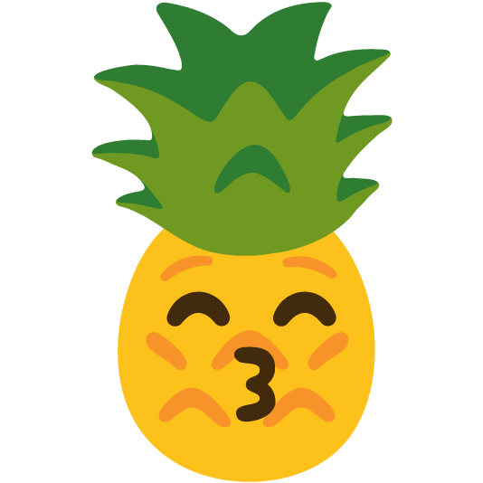 kissing smiling eyes pineapple