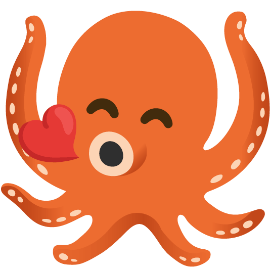 kissing smiling eyes octopus