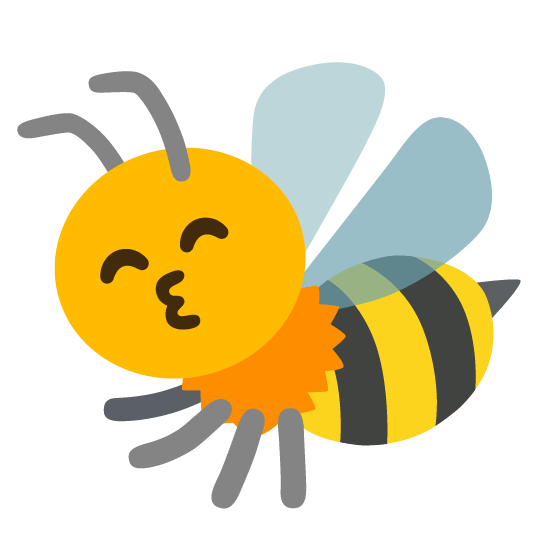 kissing smiling eyes bee