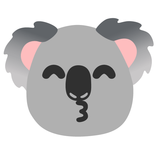 kissing smiling eyes koala