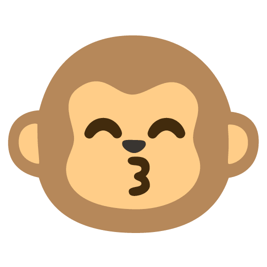 kissing smiling eyes monkey face