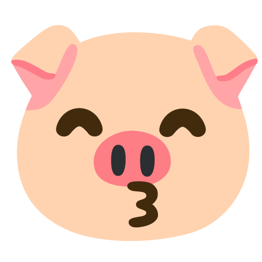 kissing smiling eyes pig