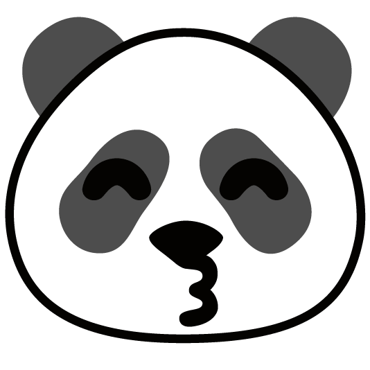 kissing smiling eyes panda face