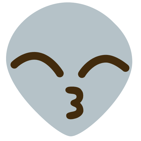 kissing smiling eyes alien