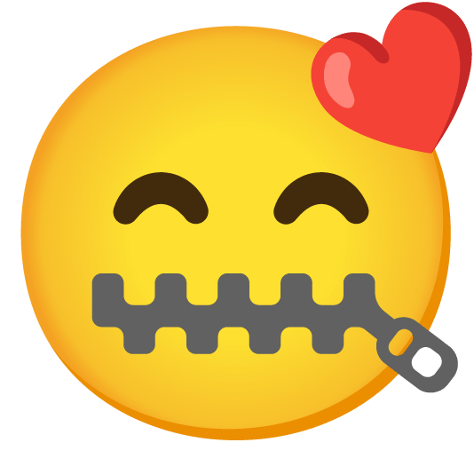 kissing smiling eyes zipper mouth face