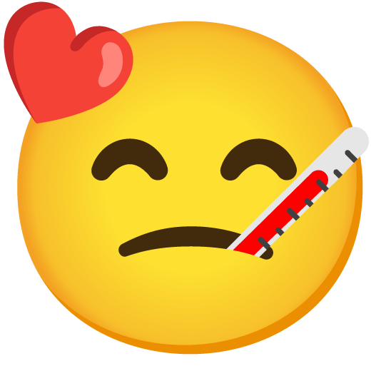 kissing smiling eyes face with thermometer