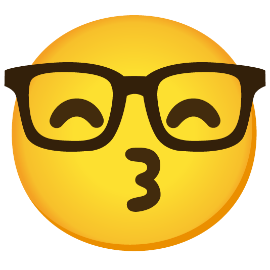 kissing smiling eyes nerd face