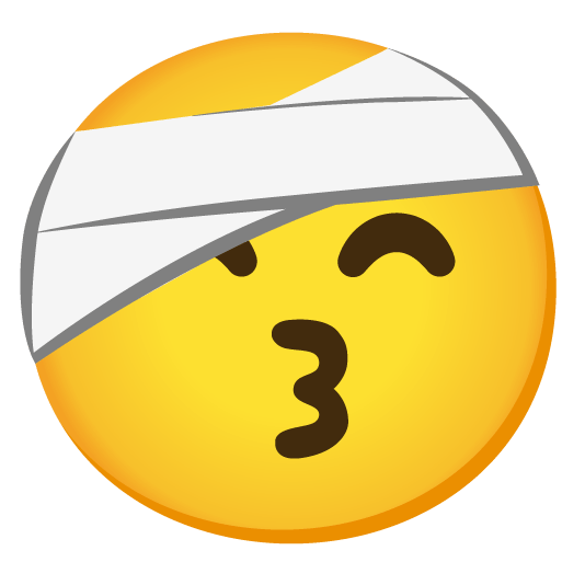 kissing smiling eyes face with head bandage