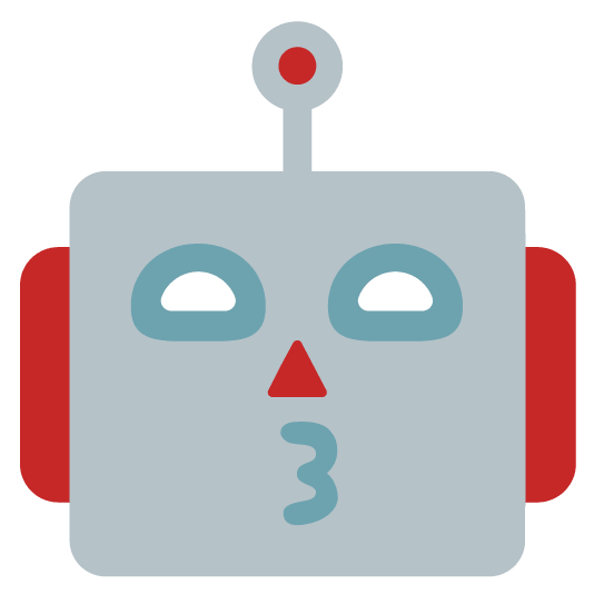 kissing smiling eyes robot face