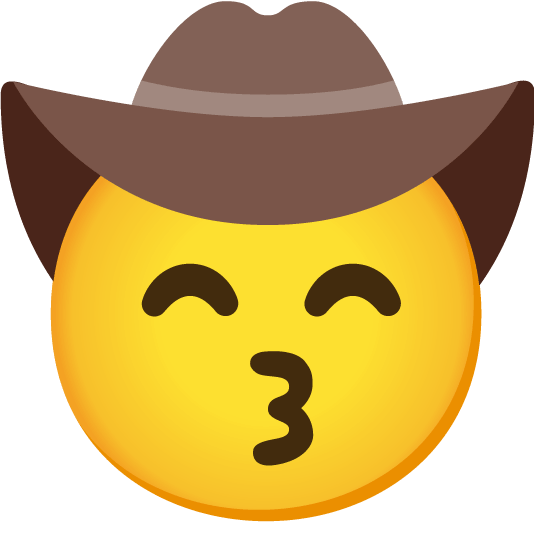 kissing smiling eyes face with cowboy hat
