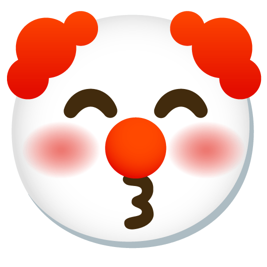 kissing smiling eyes clown face