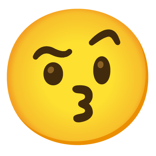 kissing smiling eyes face with raised eyebrow