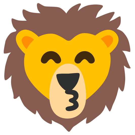 kissing smiling eyes lion face