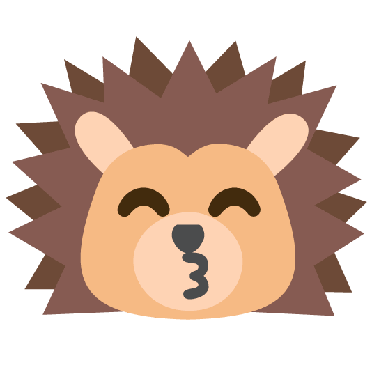 kissing smiling eyes hedgehog