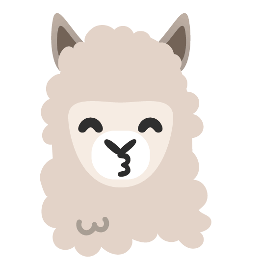 kissing smiling eyes llama