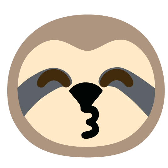 kissing smiling eyes sloth