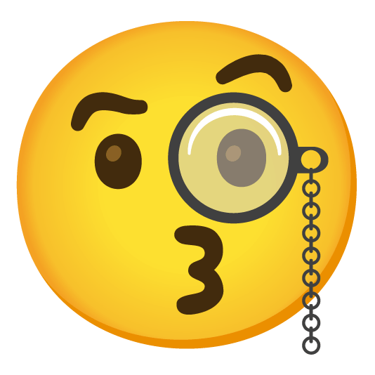 kissing smiling eyes face with monocle