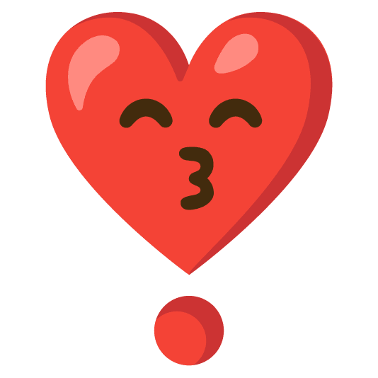 kissing smiling eyes heavy heart exclamation mark ornament