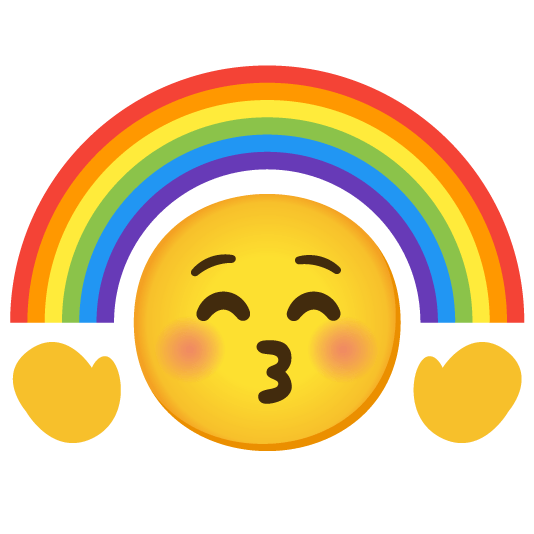 kissing closed eyes rainbow