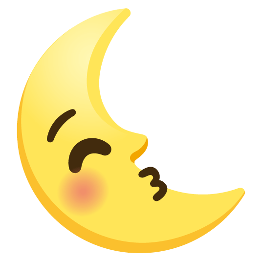 kissing closed eyes last quarter moon with face