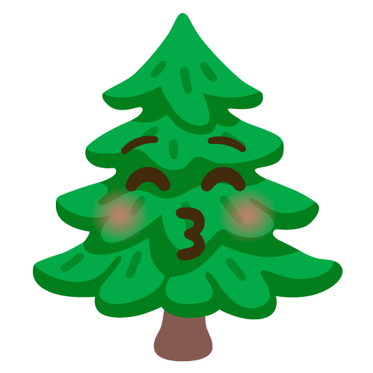 kissing closed eyes evergreen tree