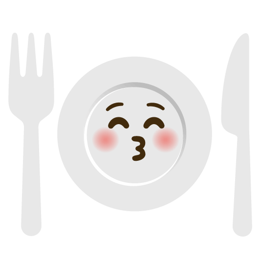 kissing closed eyes knife fork plate
