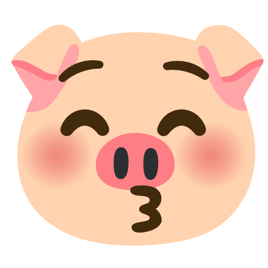kissing closed eyes pig