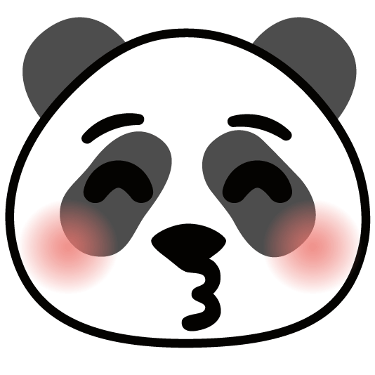 kissing closed eyes panda face