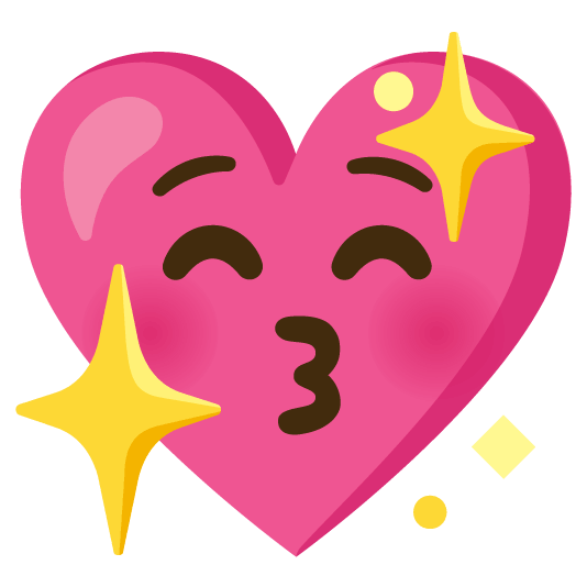 kissing closed eyes sparkling heart