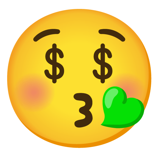 kissing closed eyes money mouth face