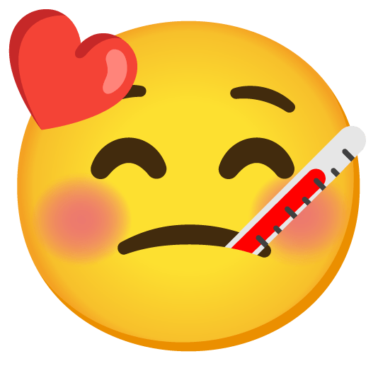 kissing closed eyes face with thermometer