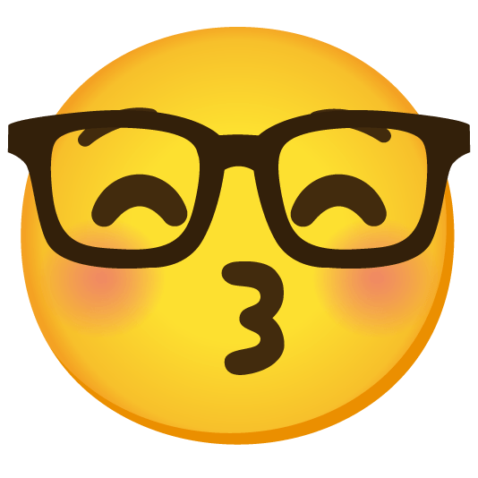 kissing closed eyes nerd face