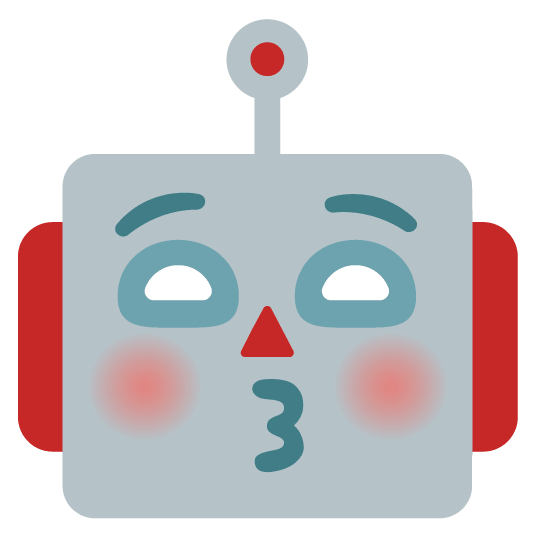 kissing closed eyes robot face