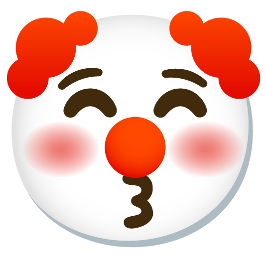 kissing closed eyes clown face