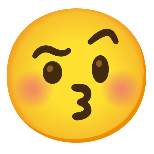 kissing closed eyes face with raised eyebrow