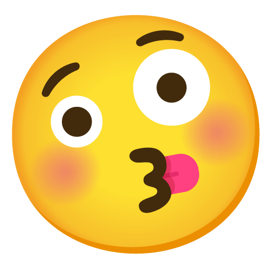 kissing closed eyes zany face