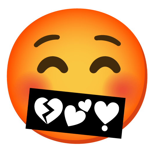 kissing closed eyes face with symbols on mouth