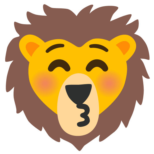 kissing closed eyes lion face