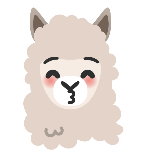 kissing closed eyes llama