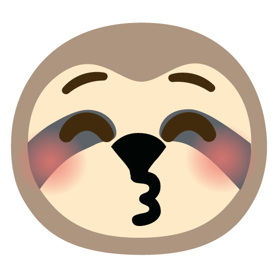 kissing closed eyes sloth