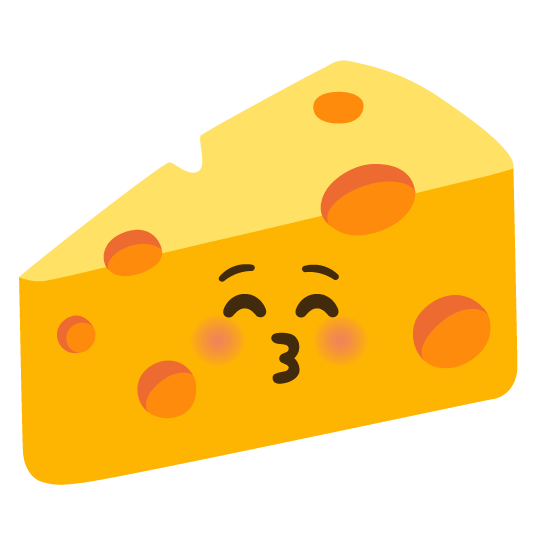 kissing closed eyes cheese wedge