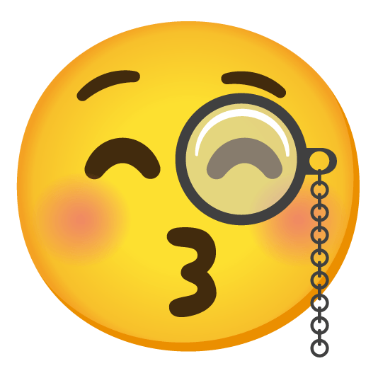 kissing closed eyes face with monocle