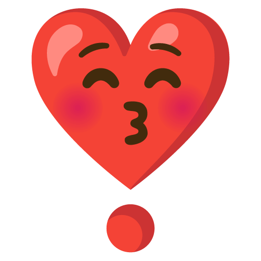 kissing closed eyes heavy heart exclamation mark ornament