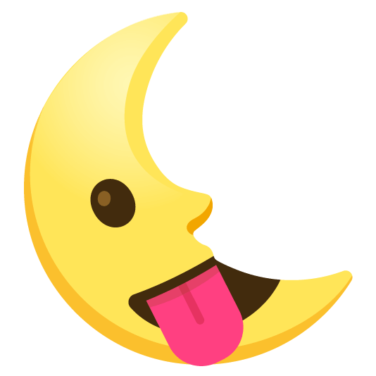 stuck out tongue last quarter moon with face