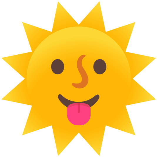 stuck out tongue sun with face